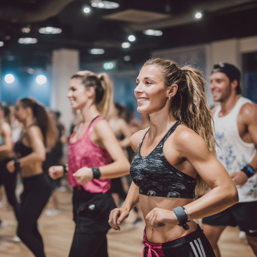 Mosolygós magyar férfi edzés közben, sportruházatban, modern edzőteremben